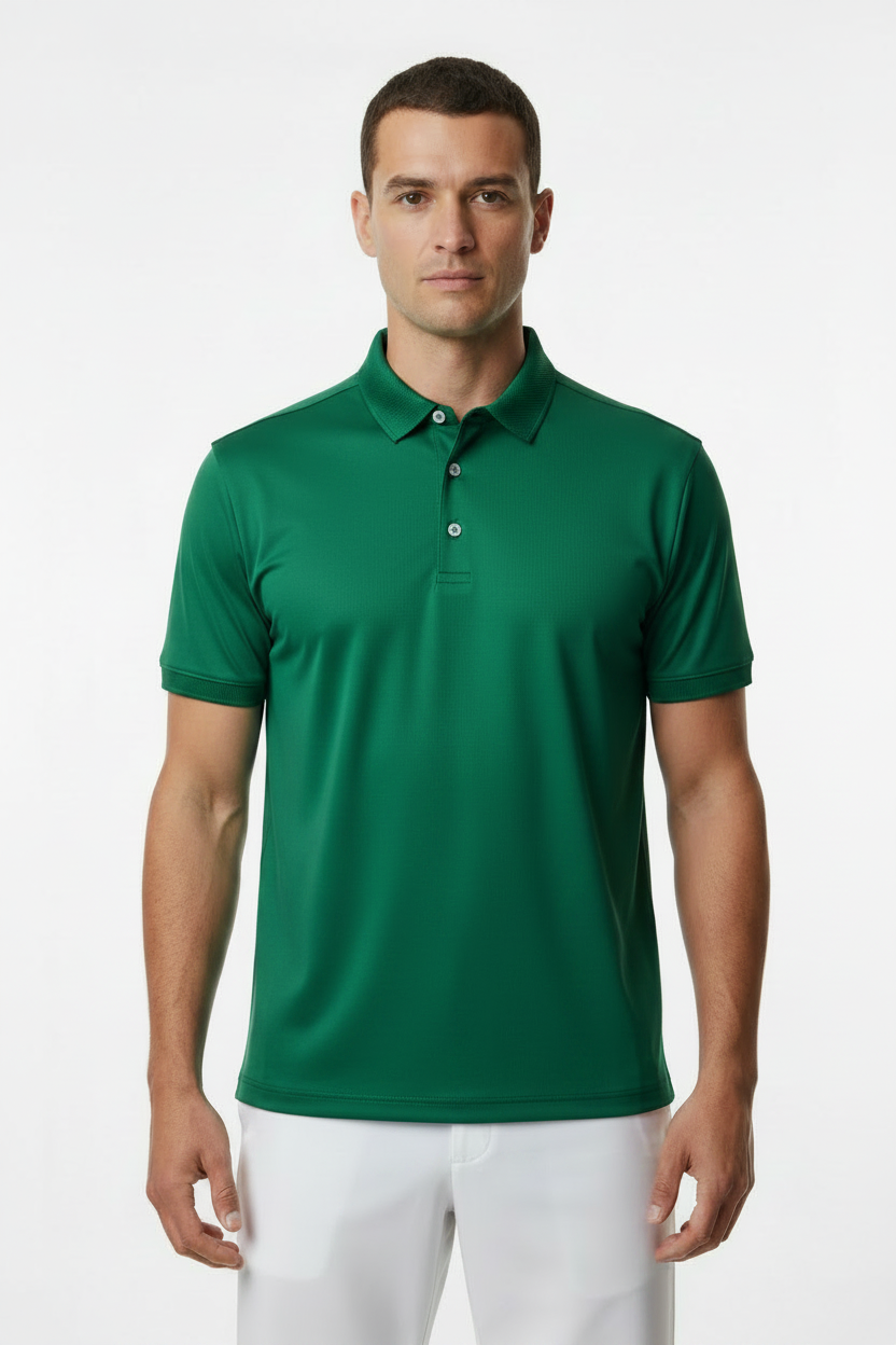 Male Golf Polo Forest Green - Pose 1