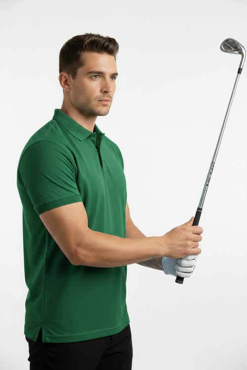 Male Golf Polo Forest Green - Pose 3