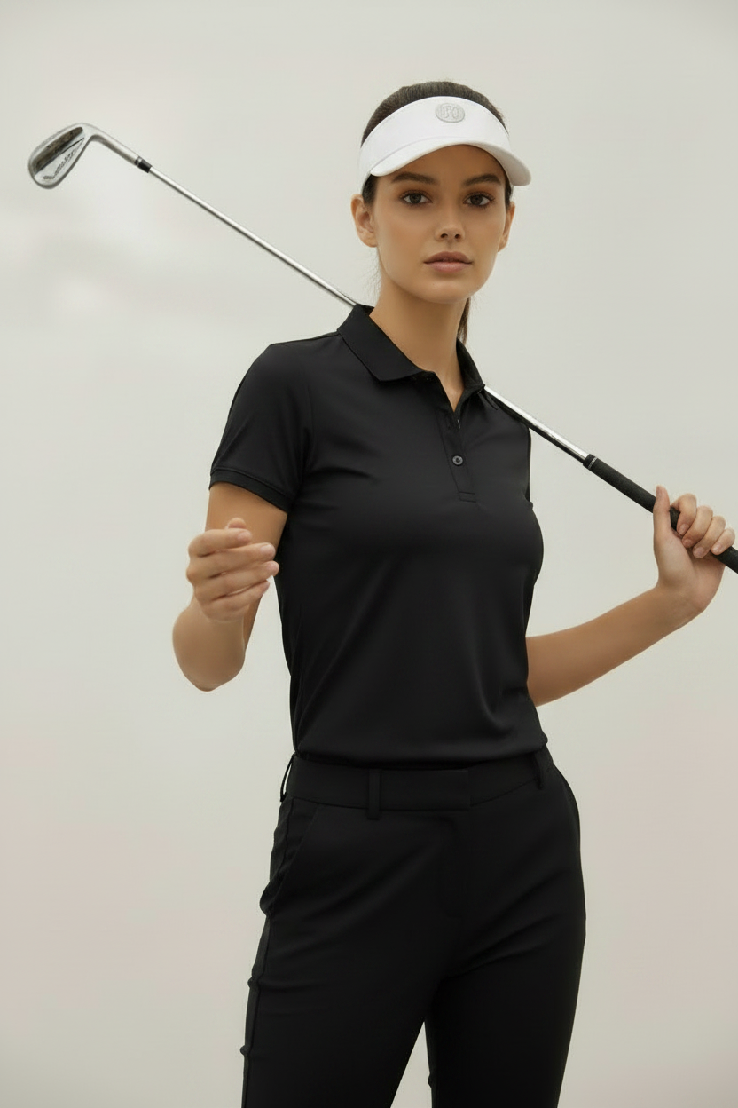 Women's Golf Polo - Black New Pose